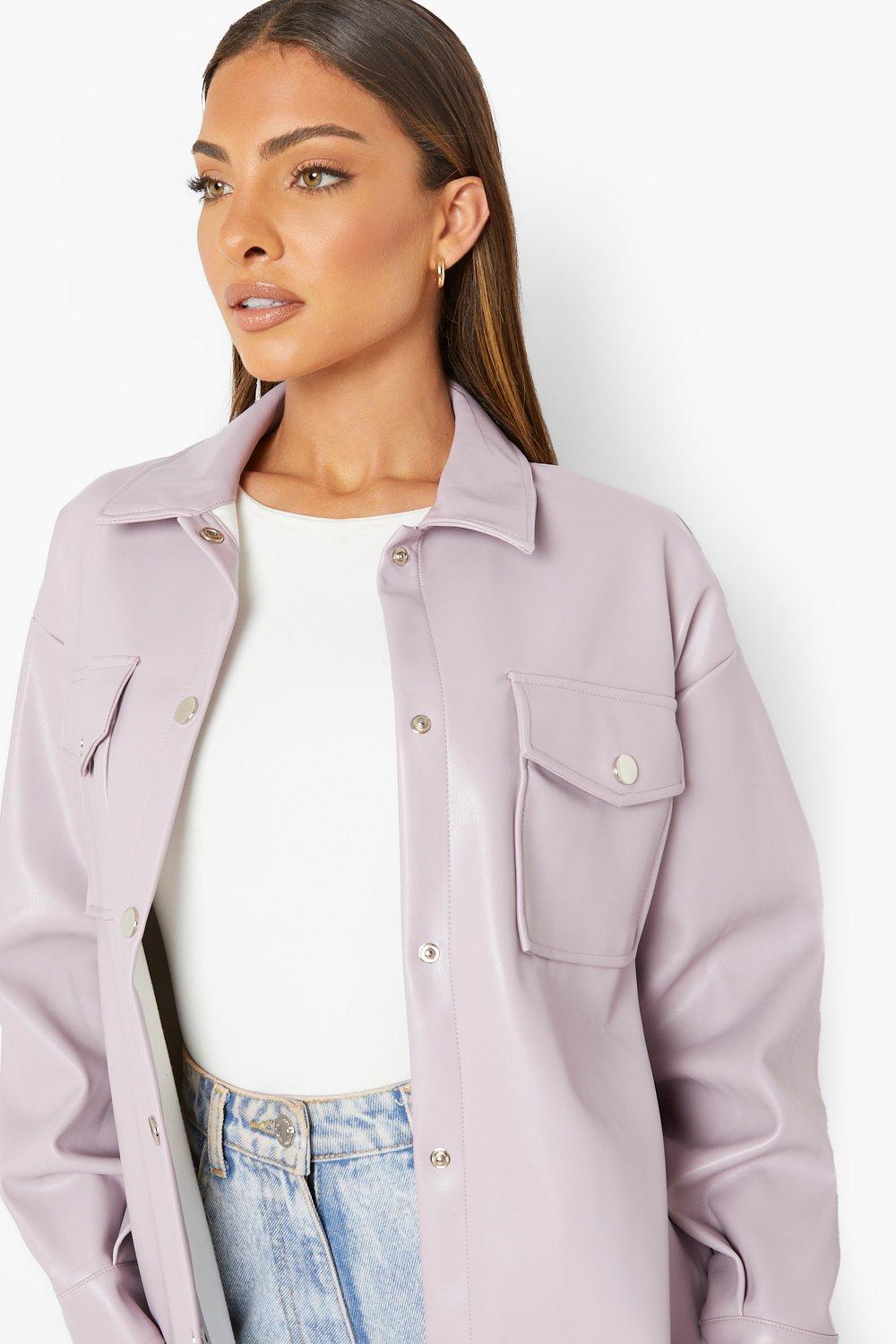 Mauve faux hot sale leather jacket