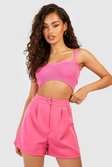 Magenta Pleat Front Tailored Shorts