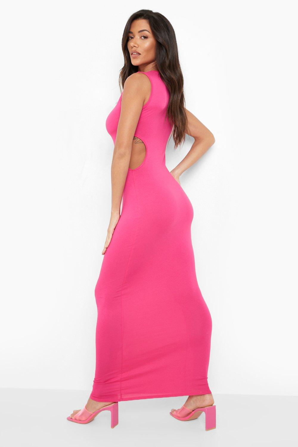 pink sleeveless maxi dress