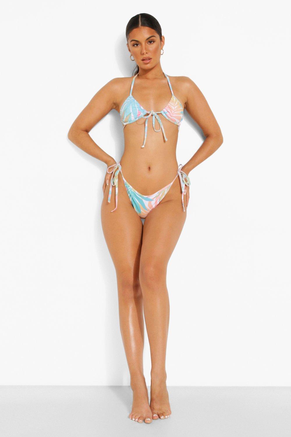 Mint Palm Double Strap Triangle Bikini Top