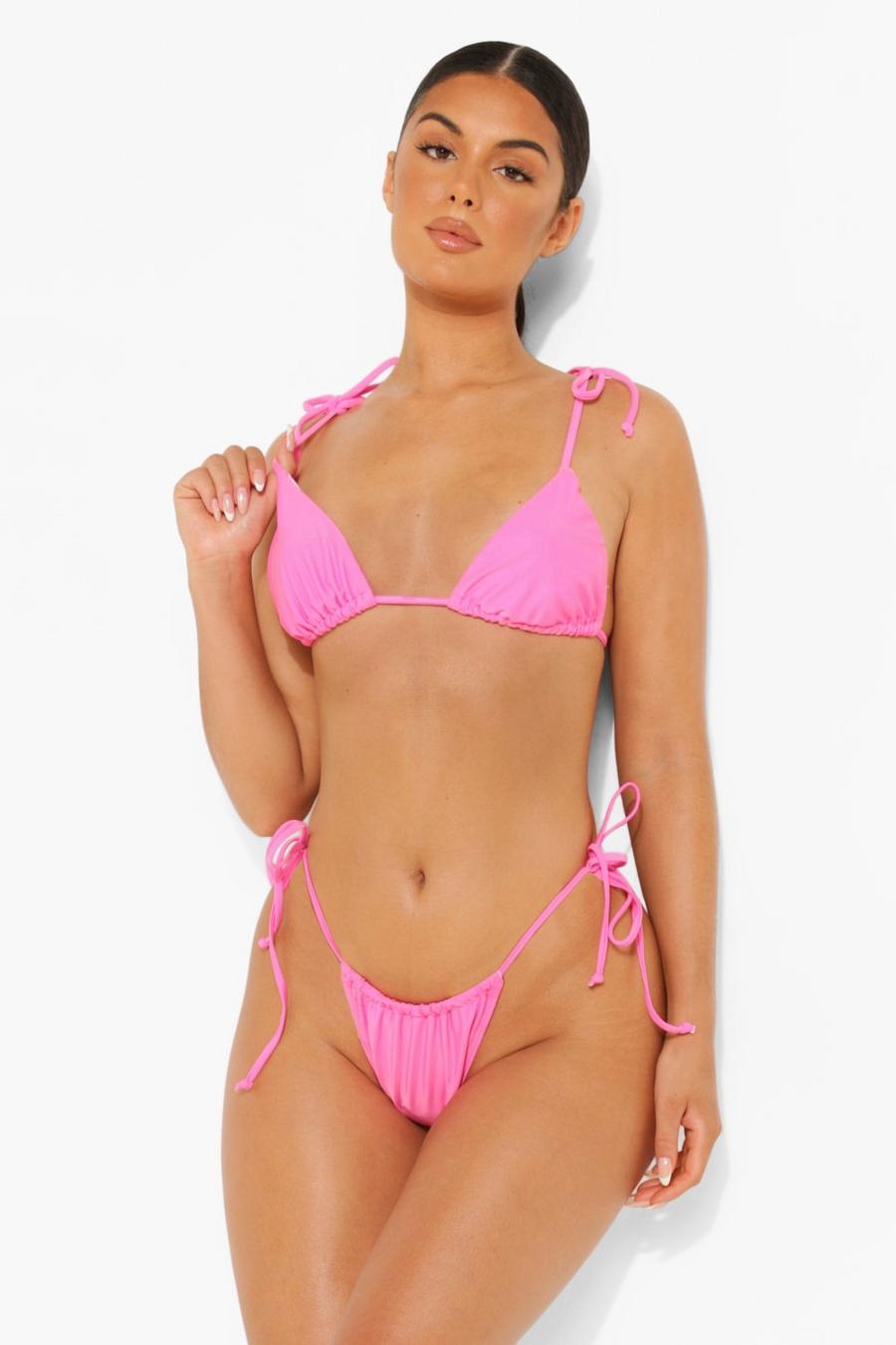 Bikinihose mit seitlicher Bindung, Pink rosa image number 1