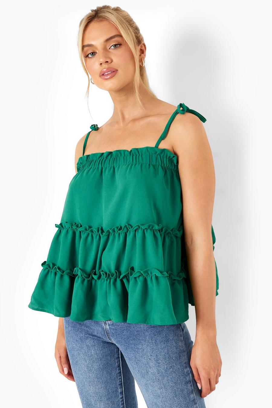 Green Smock Tiered Cami Top image number 1