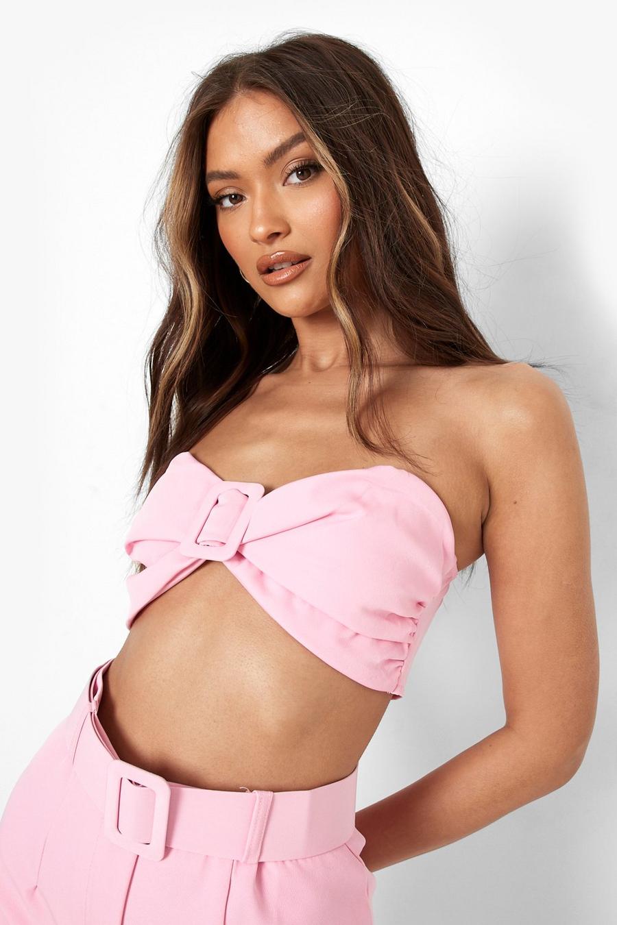 Candy pink Sweetheart Buckle Front Bralette image number 1