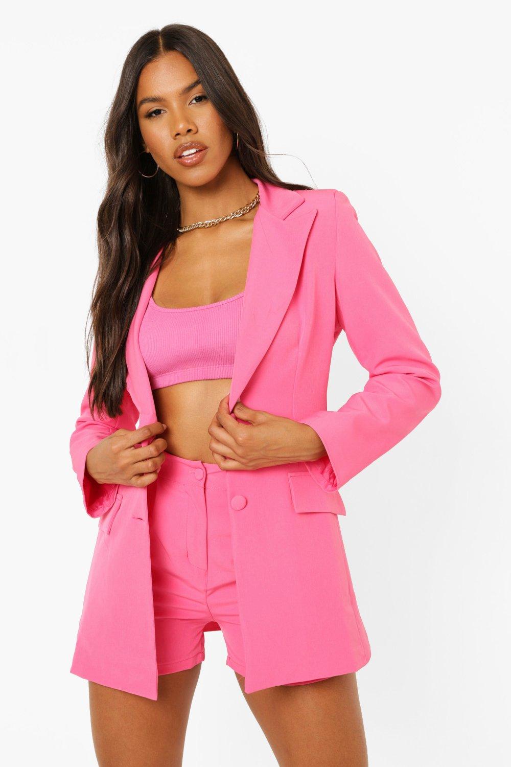 Boohoo pink blazer sale