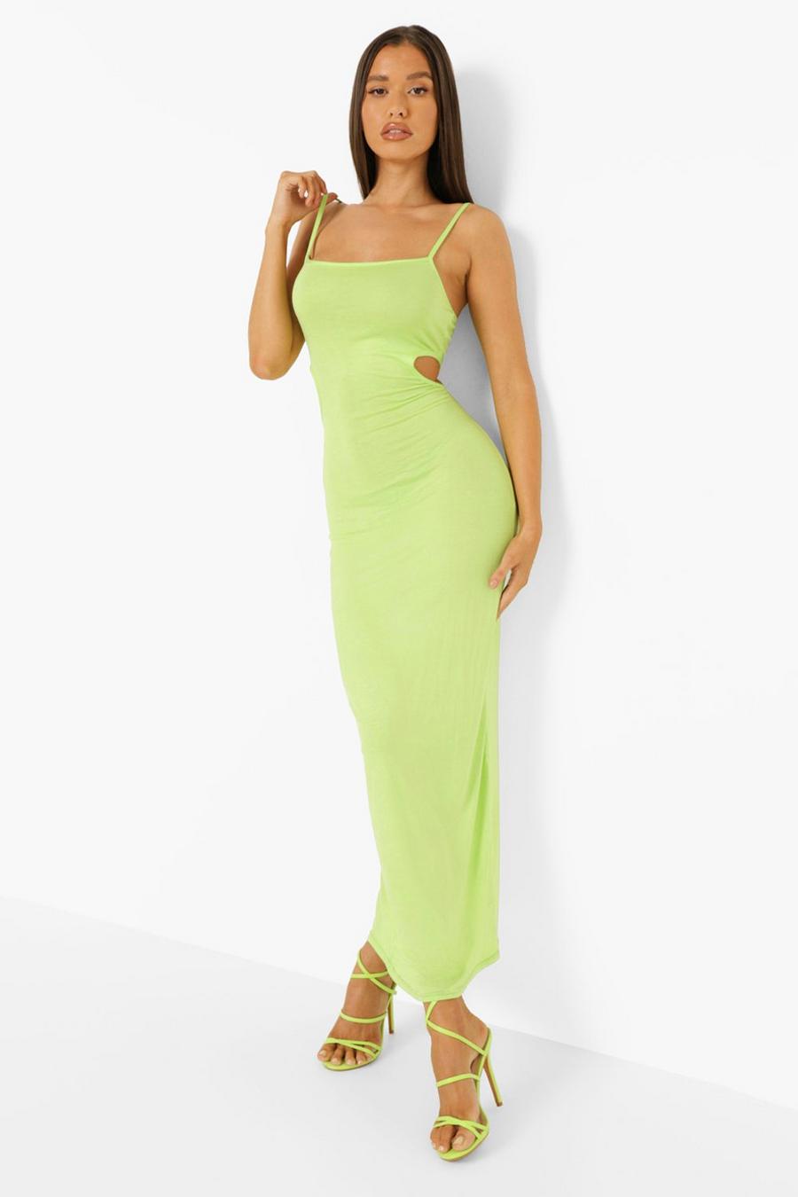 Lime Strappy Cut Out Maxi Dress image number 1