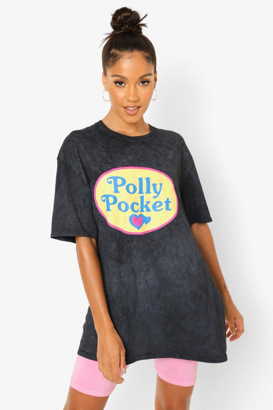 Charcoal Gelicenseerd Acid Wash Gebleekt Polly T-Shirt Met Borstopdruk image number 1