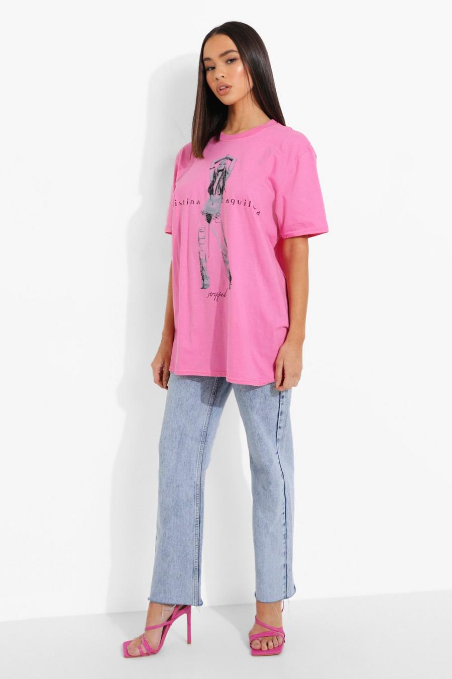 T-Shirt mit Christina Aguilera print, Light pink image number 1