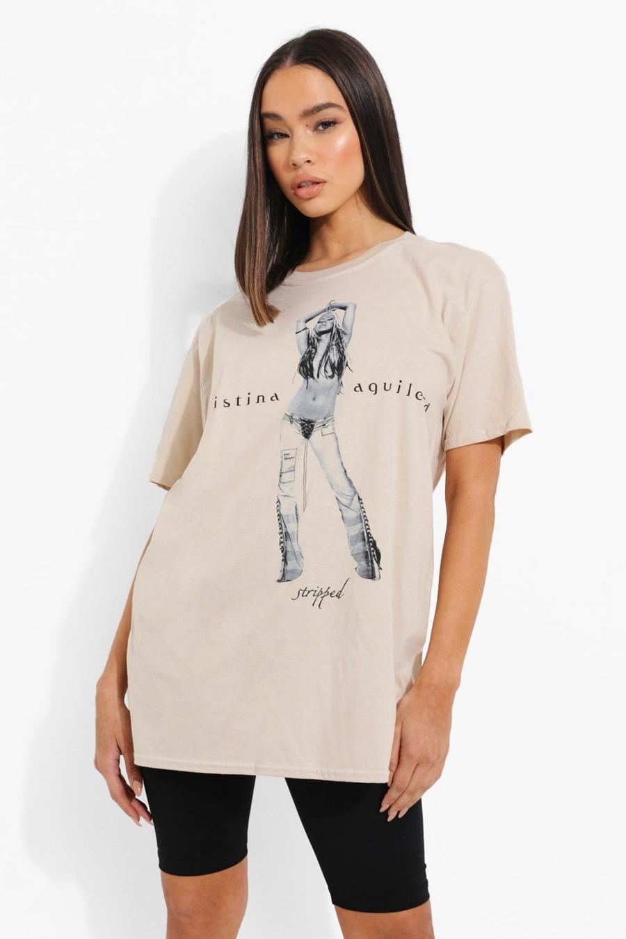 T-Shirt mit Christina Aguilera print, Stone image number 1
