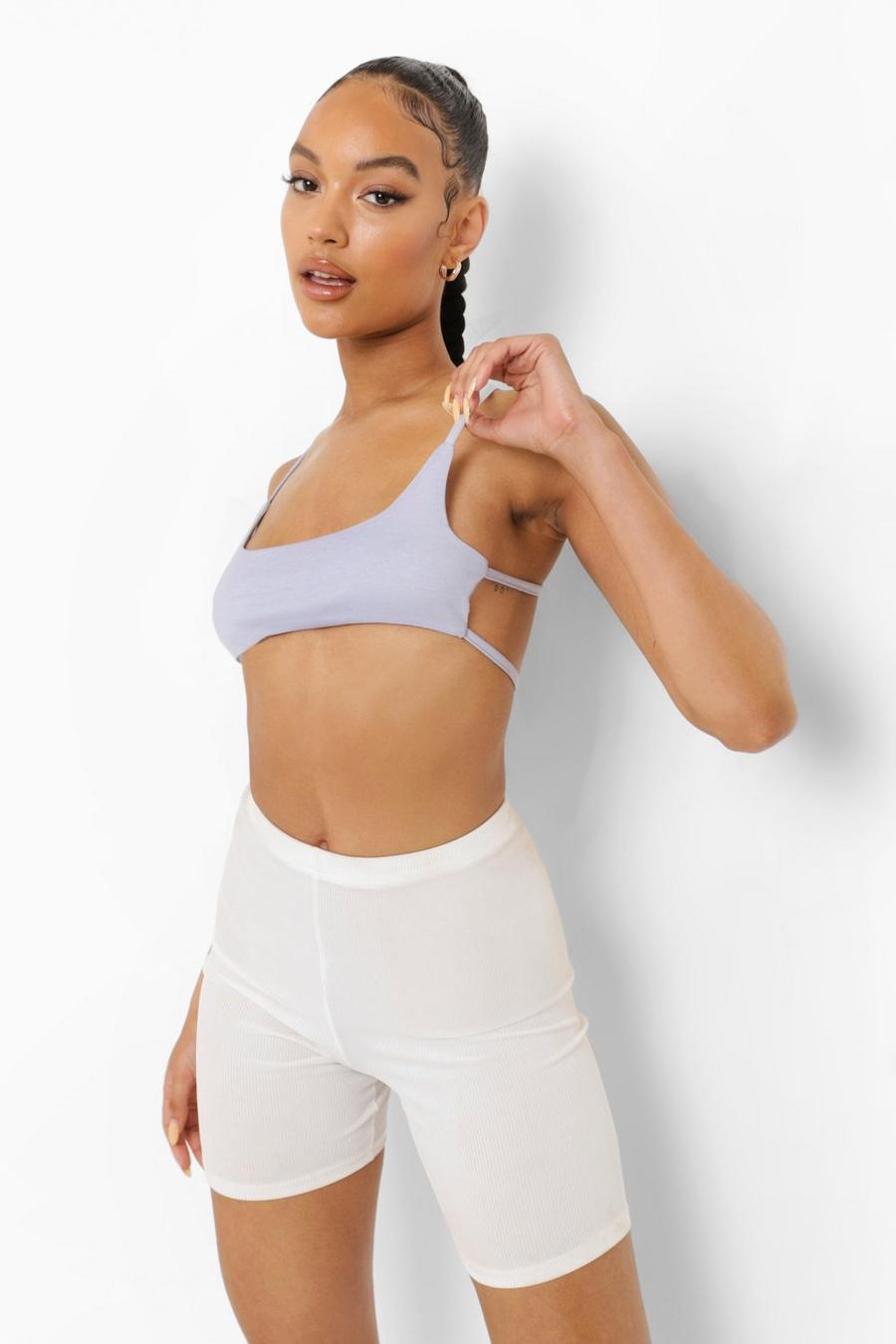 Light grey Double Layered Super Soft Strappy Bralette image number 1
