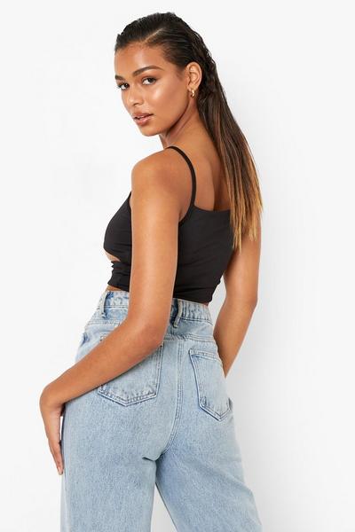 boohoo  Double Layer Slinky Cut Out Square Cami Top