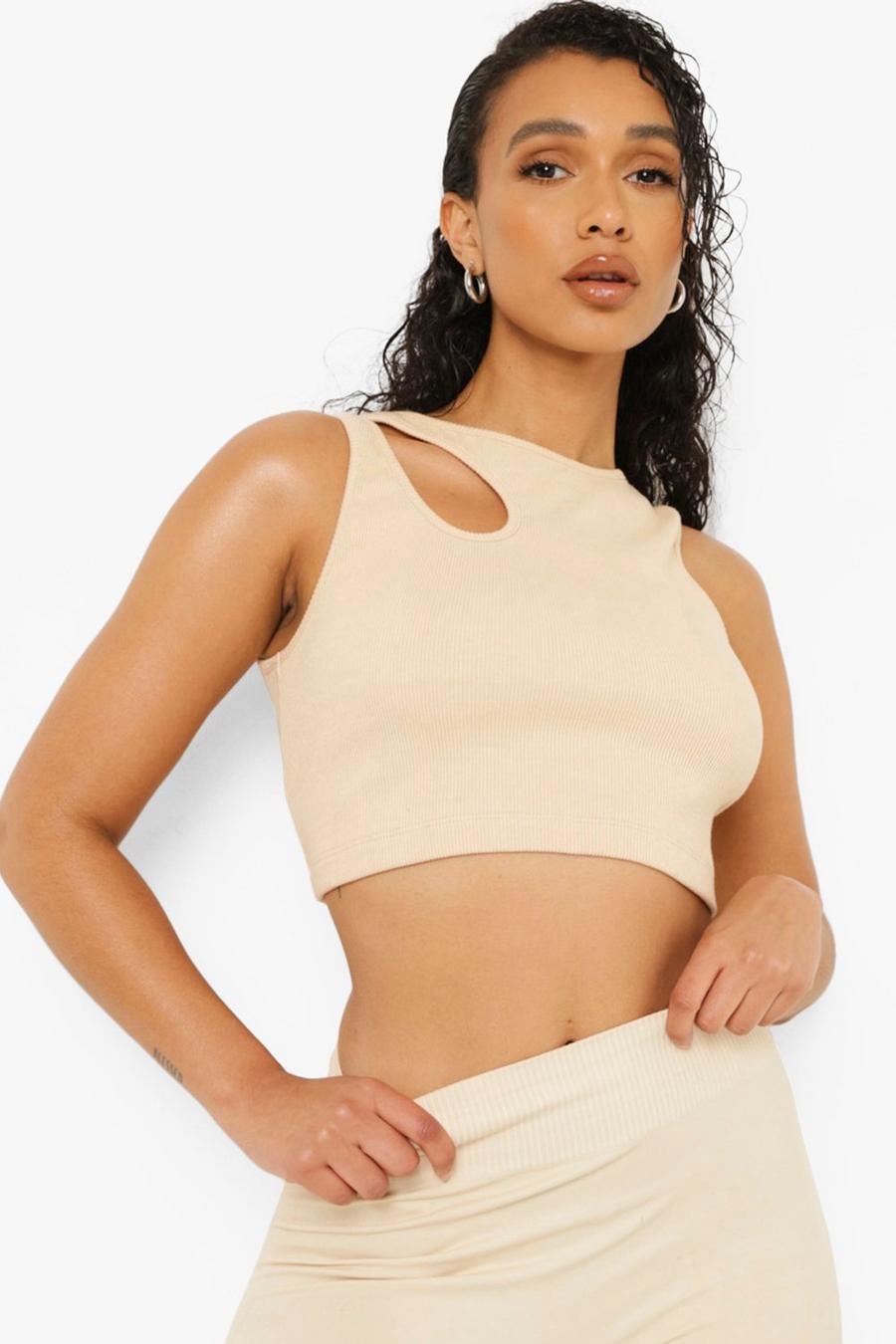 Stone Rib Cut Out Detail Crop Top image number 1