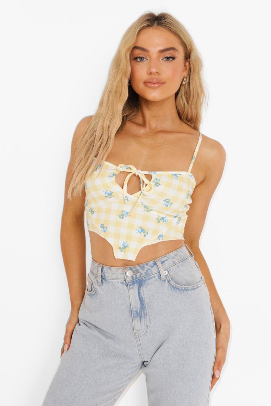 Yellow Gingham Corset Top image number 1