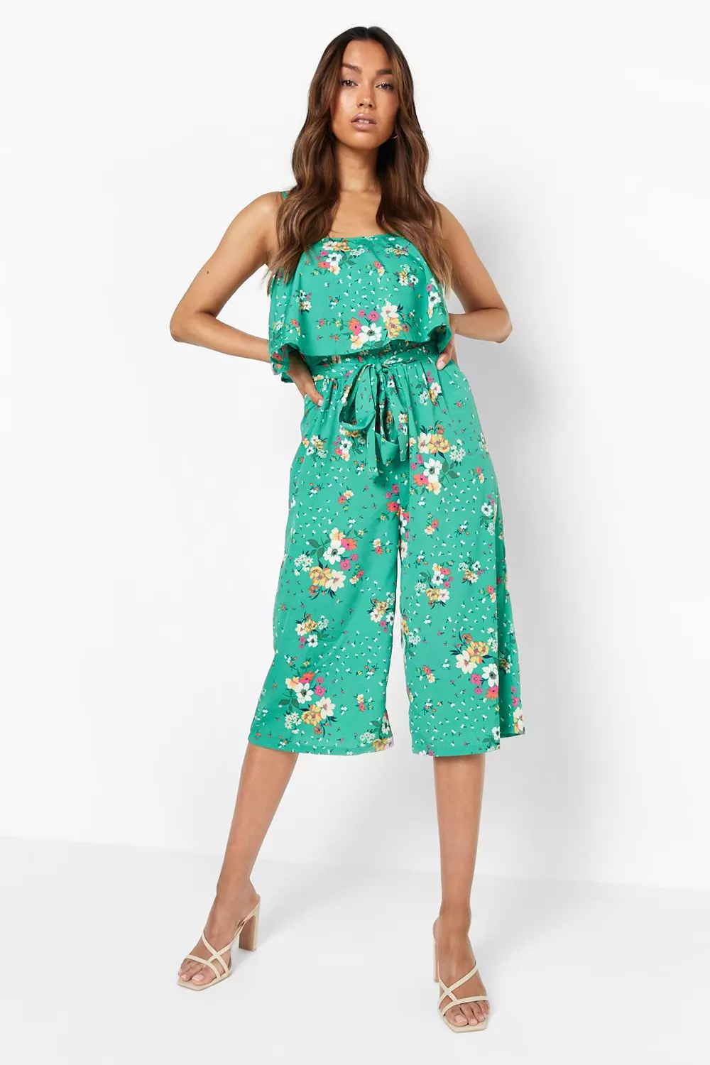 Floral Double Layered Culotte Jumpsuit