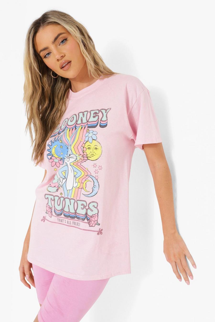 Light pink Looney Tunes License Print Oversized T-shirt image number 1