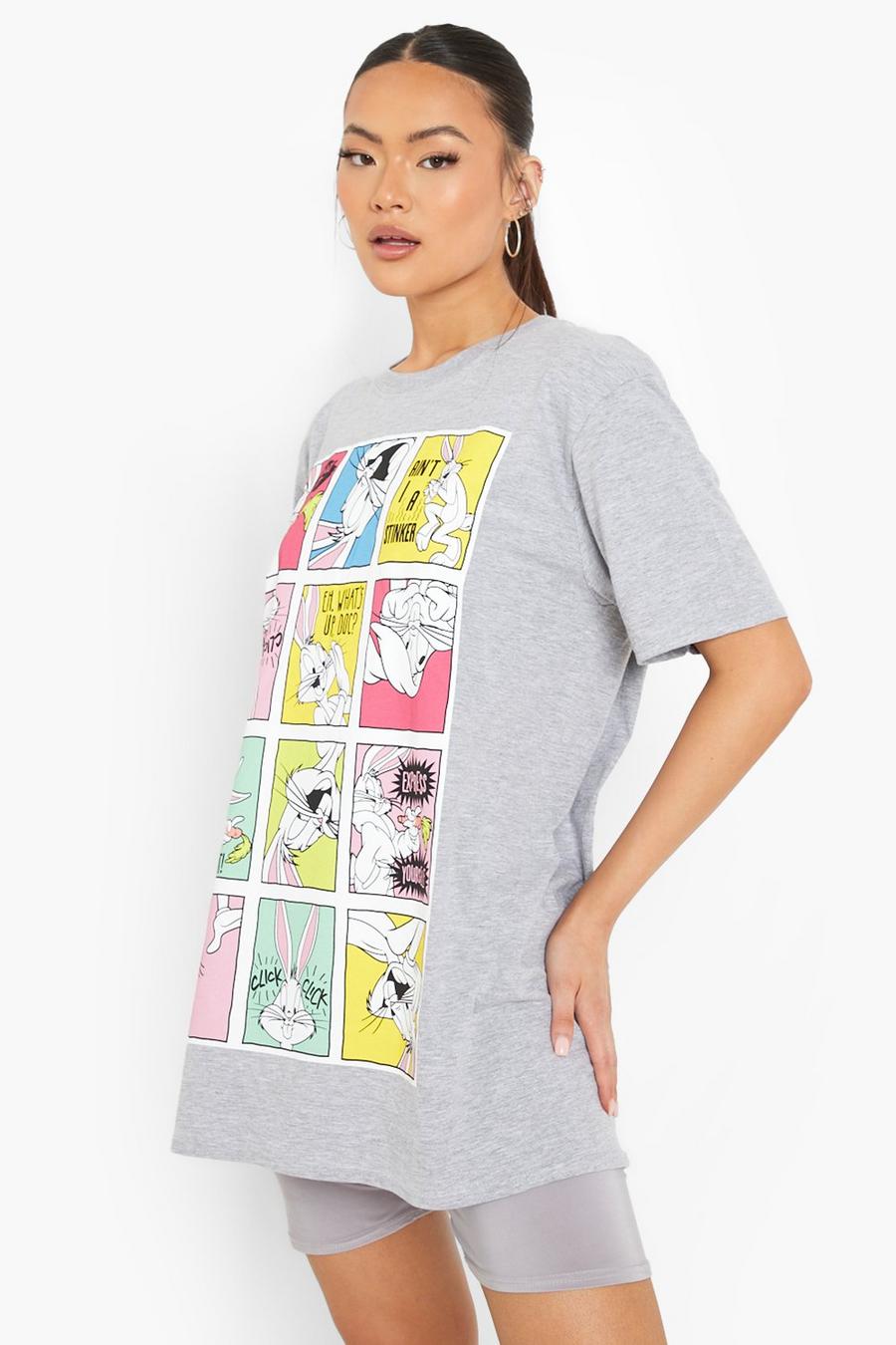 Grey marl Looney Tunes License Print Oversized T-shirt image number 1
