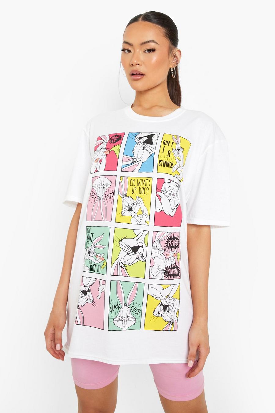T-shirt oversize con stampa ufficiale dei Looney Tunes, Bianco image number 1