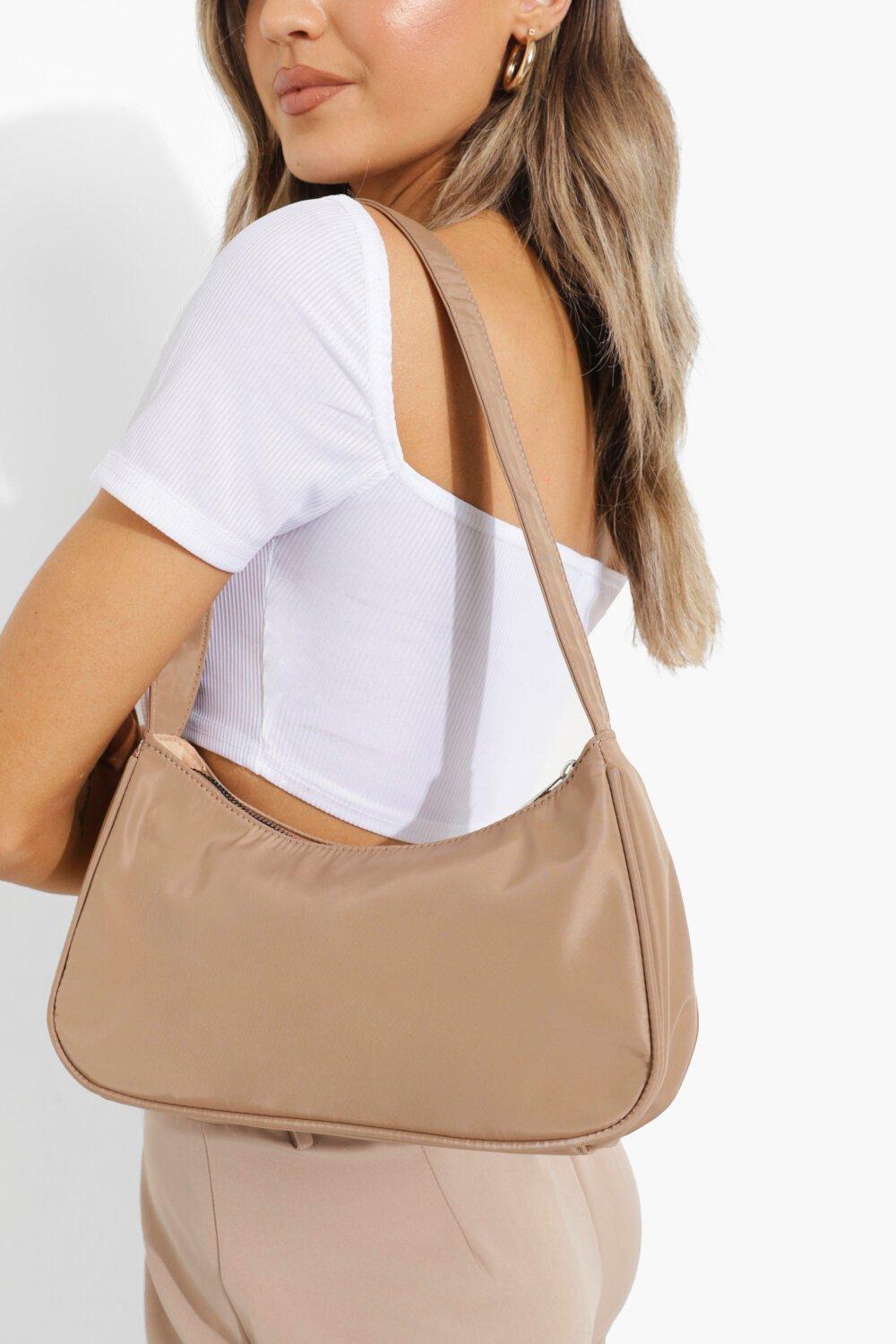 Beige nylon shoulder online bag