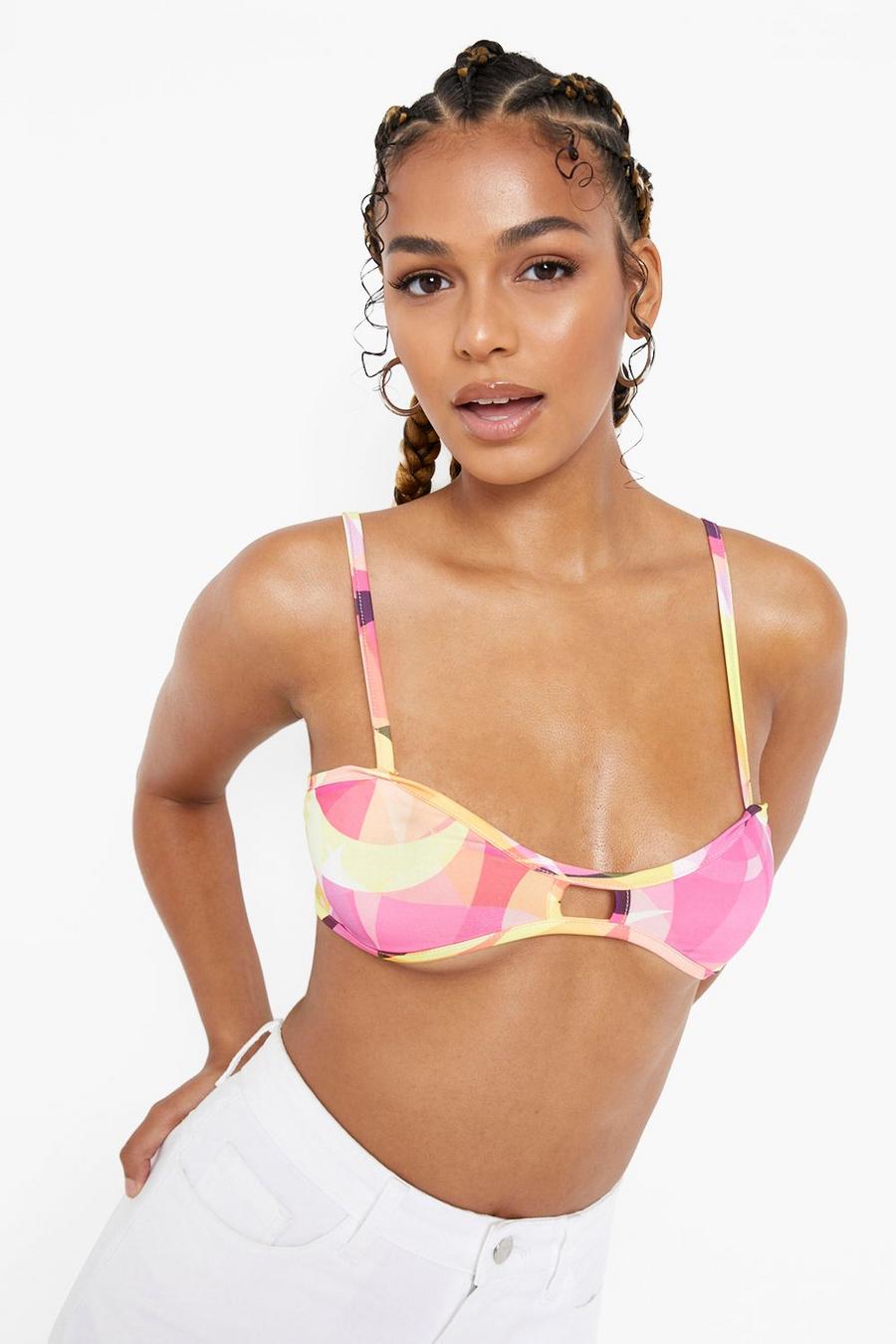 Pink Abstract Print Bralette Top image number 1