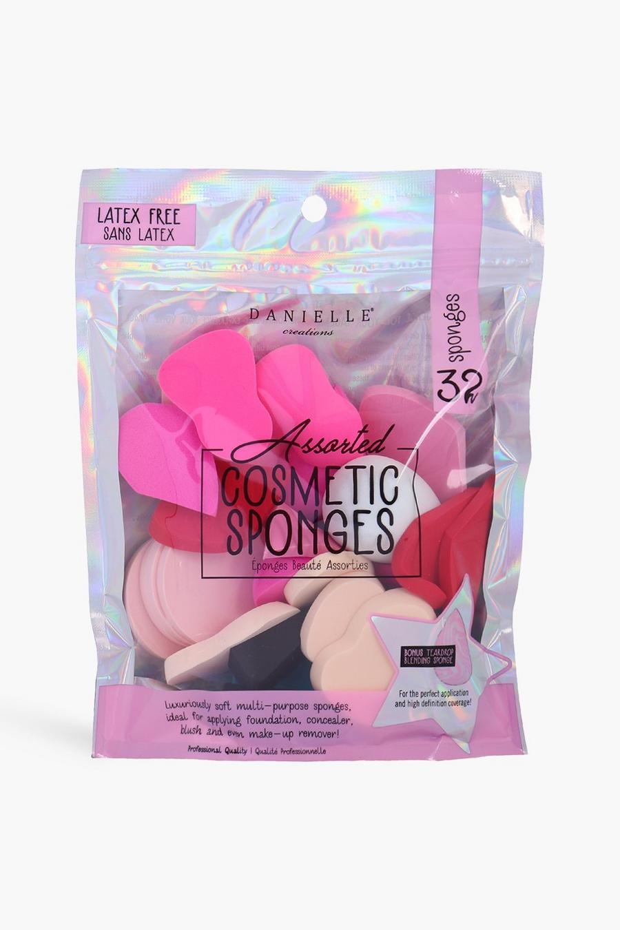 Pink 32pc Assorted Sponges With Single Blender image number 1