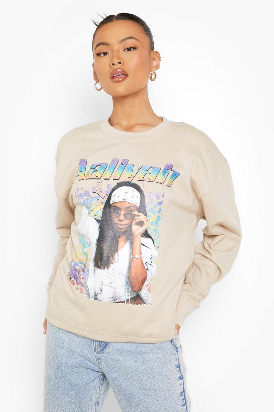 Oversize Sweatshirt mit Aaliyah-Print, Stone image number 1