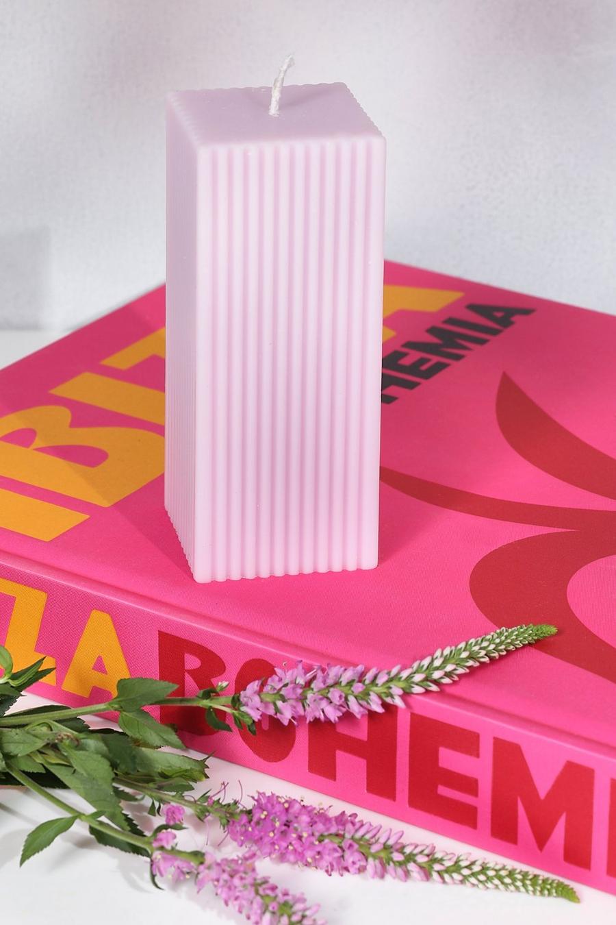 Lilac Ribbed Square Pillar Candle image number 1