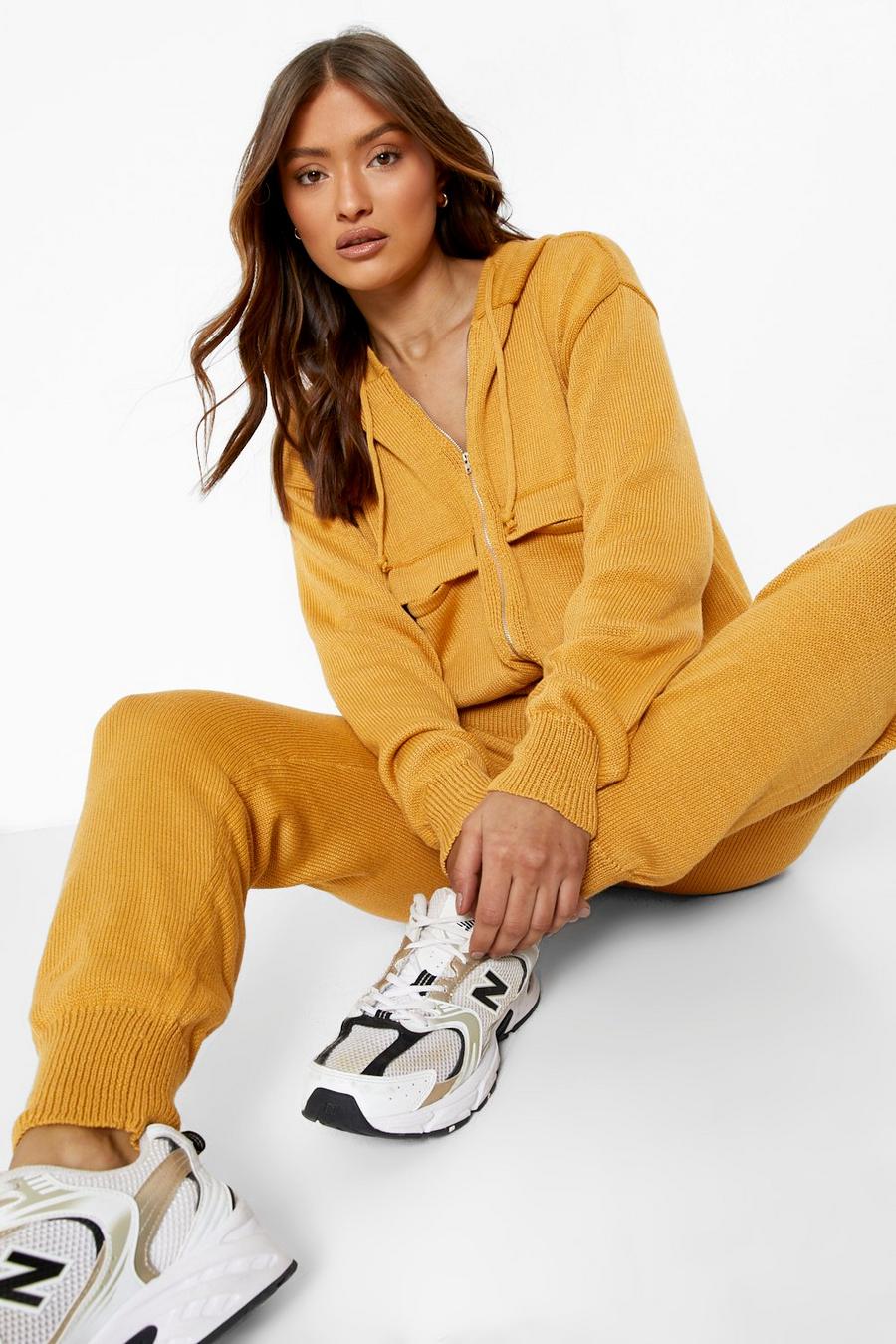 Camel Knitted Hoodie Tracksuit image number 1