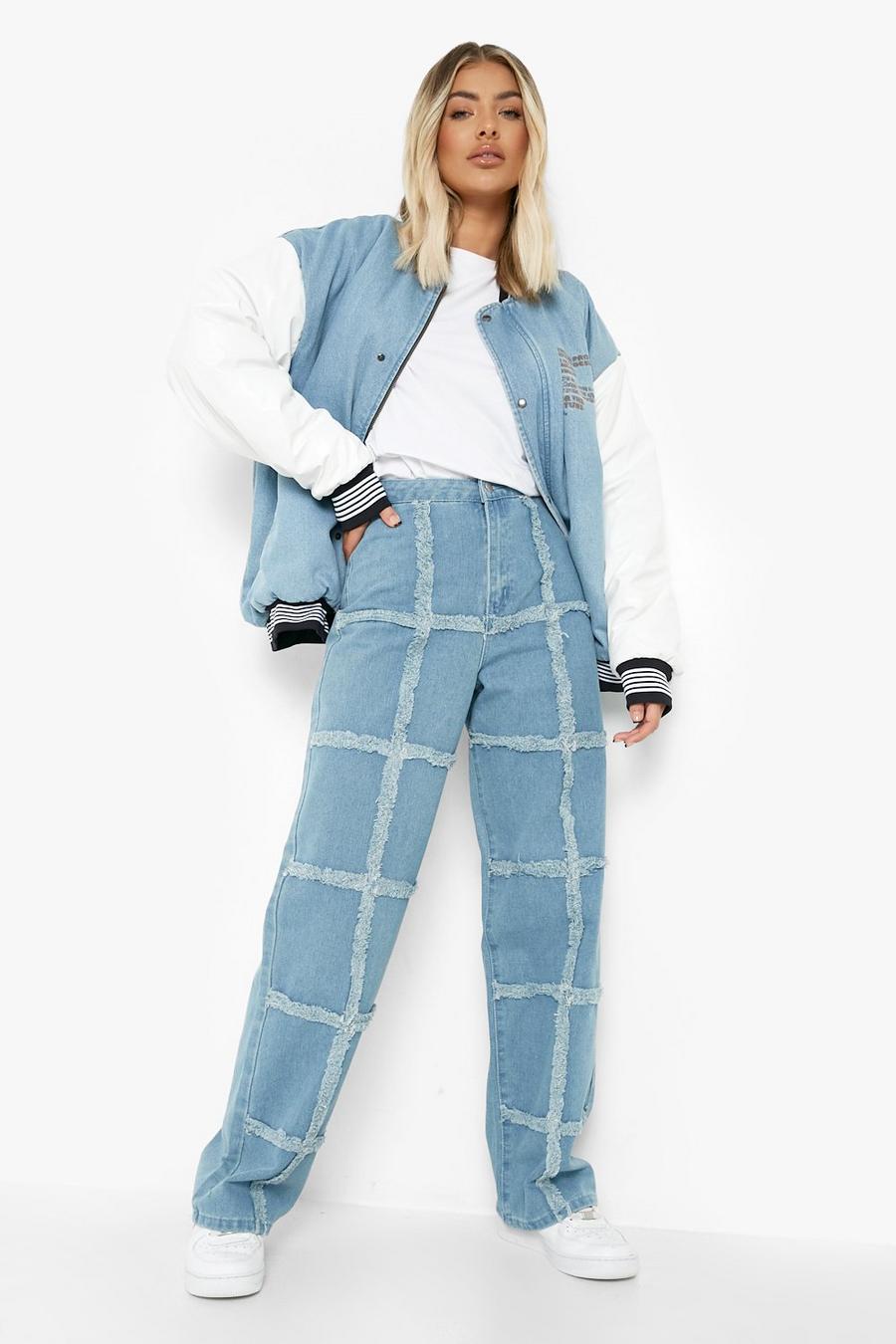 Mid blue blå Exposed Seam High Waisted Dad Jeans