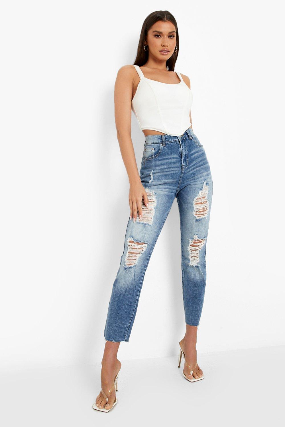 ripped mom jeans boohoo