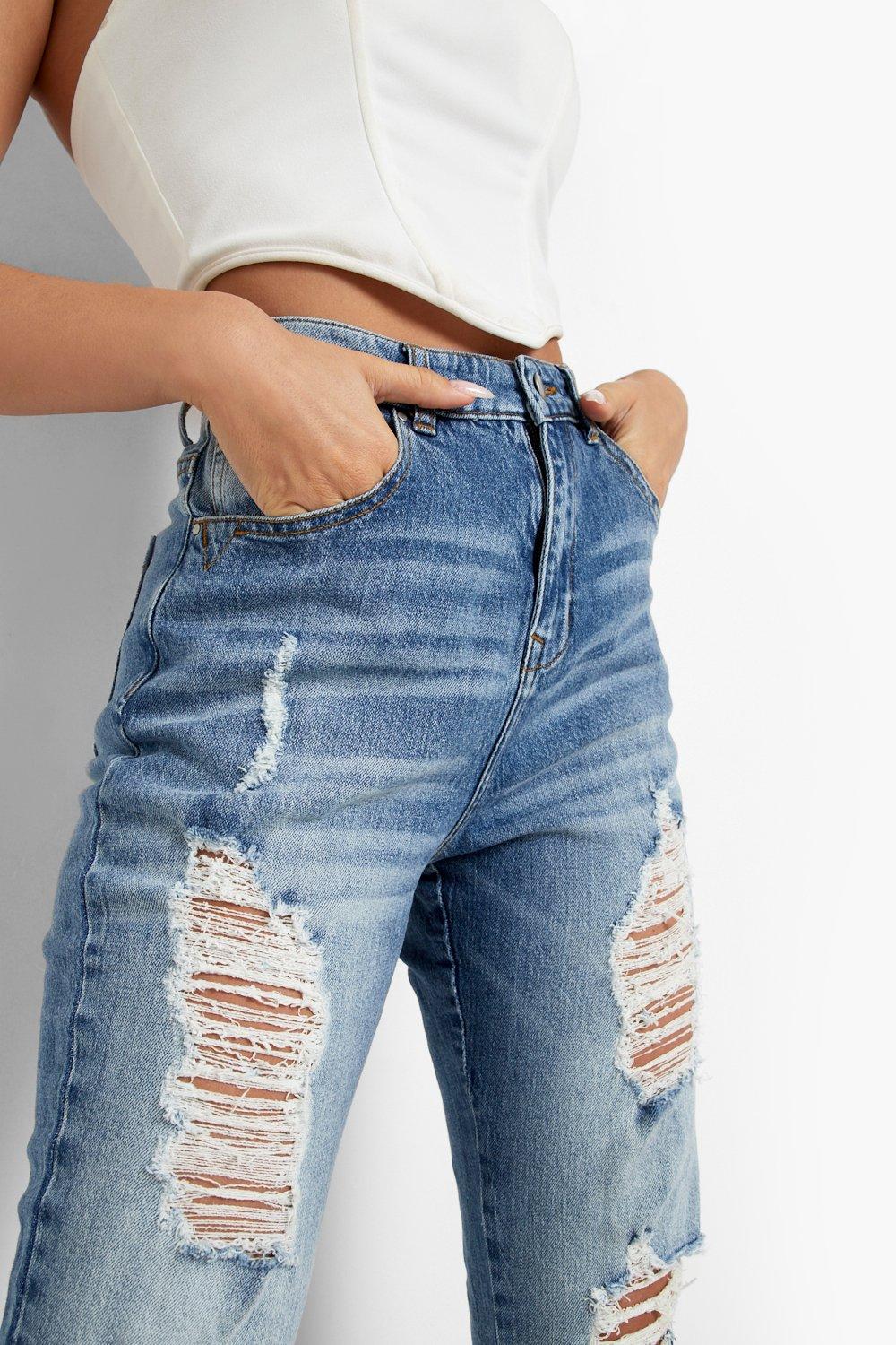 ripped mom jeans boohoo