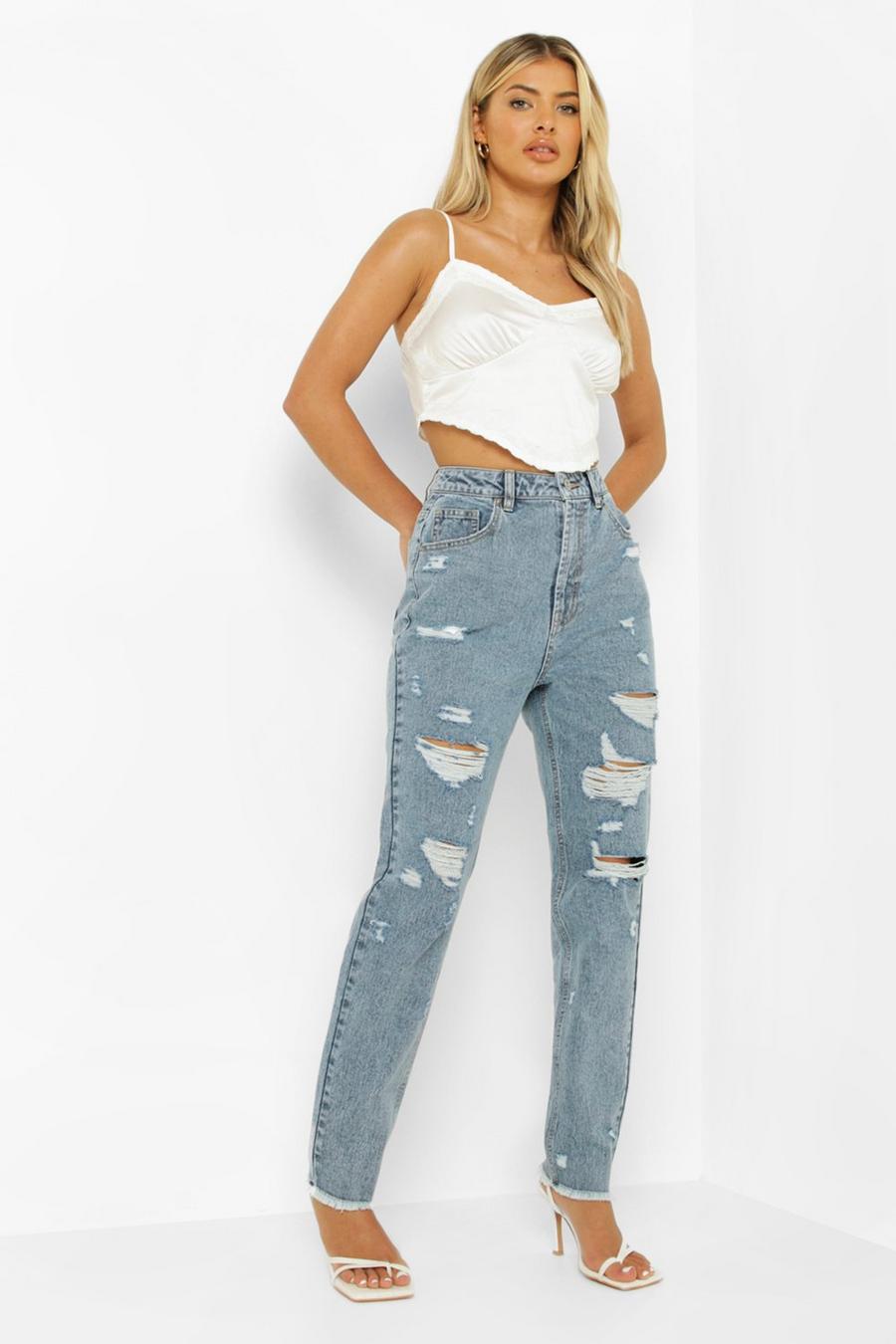 Light blue Extreme Rip Mom Jeans image number 1