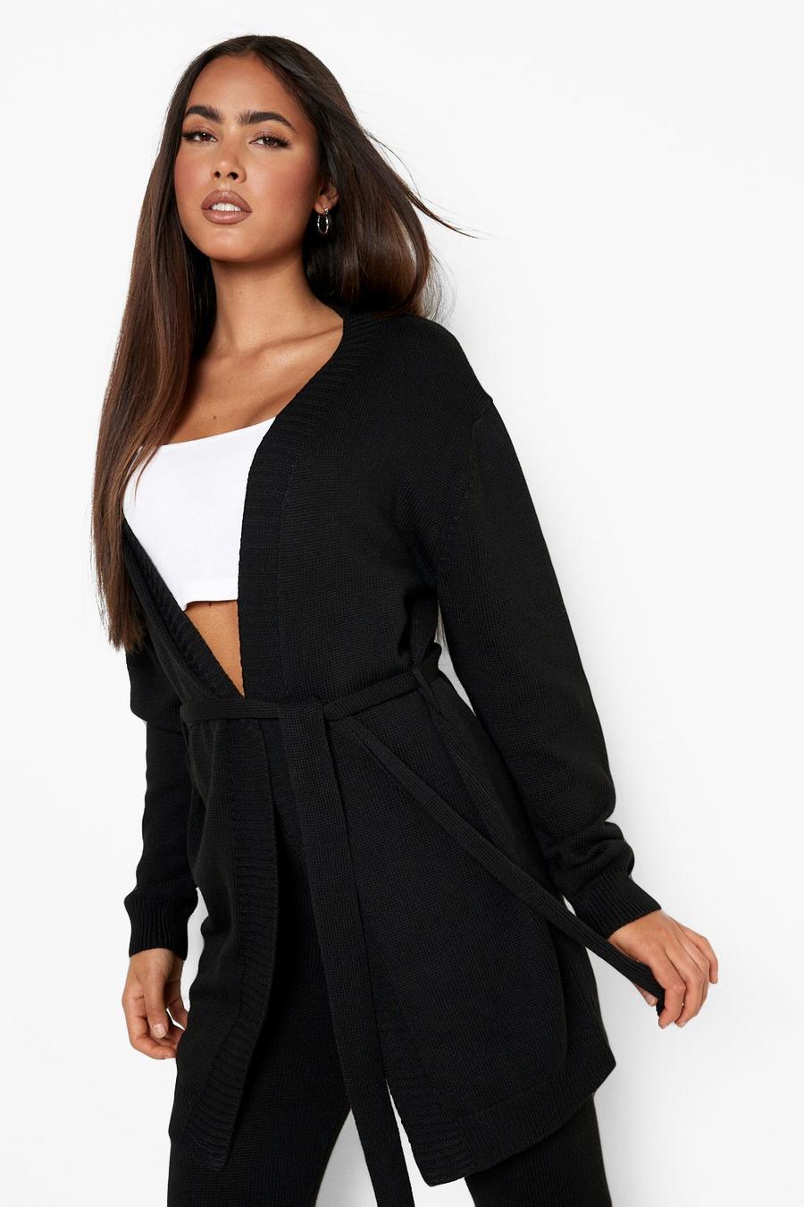 Black Belted Cardigan And Leggings Co-ord image number 1