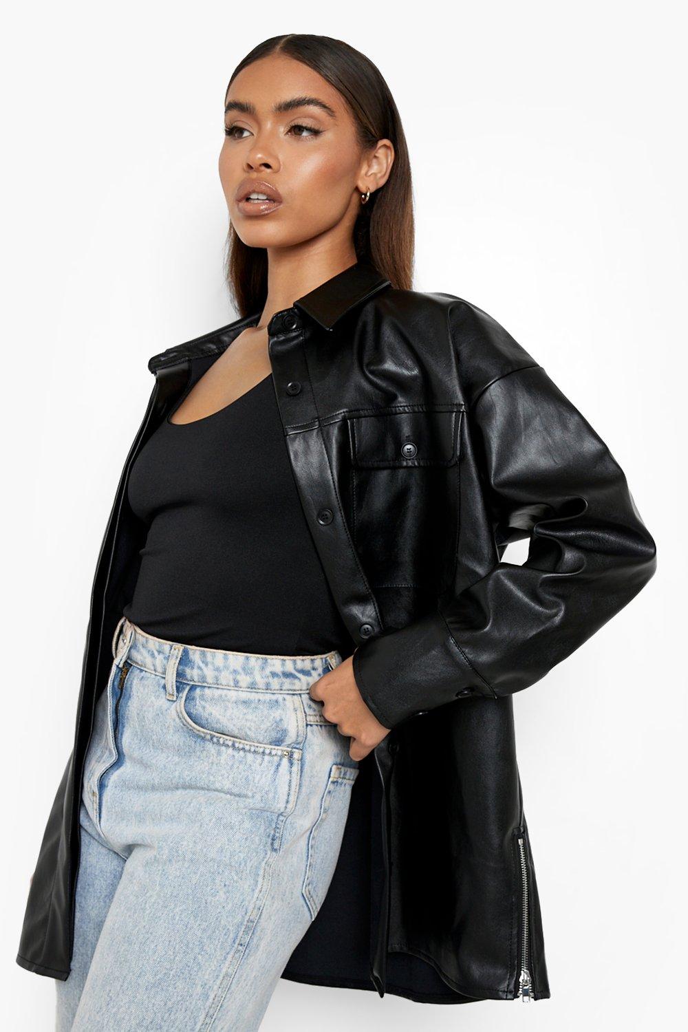 Oversized Faux Leather Shacket