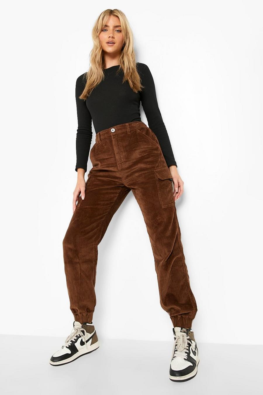 Chocolate brun Cord Utility Pocket Jeans
