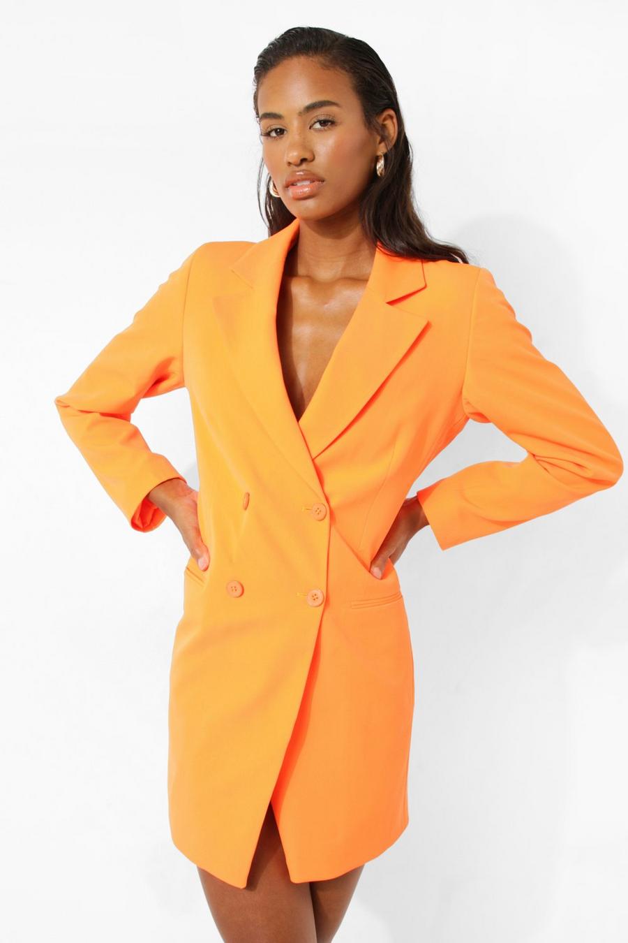 Neon-orange Neon Double Breasted Blazer Dress image number 1