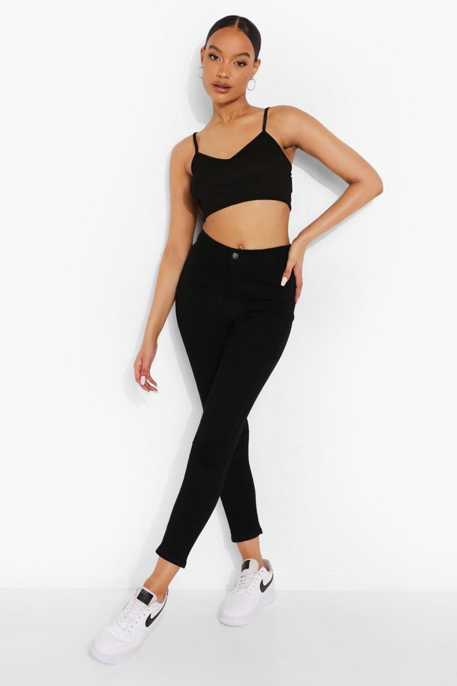 Black High Waisted Super Stretch Disco Jeans image number 1