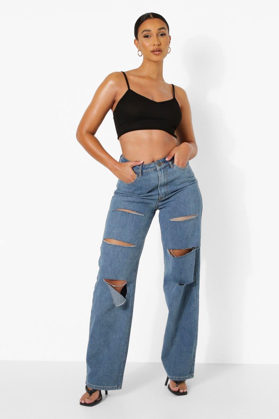 Light blue Tall Ripped Boyfriend Jeans image number 1