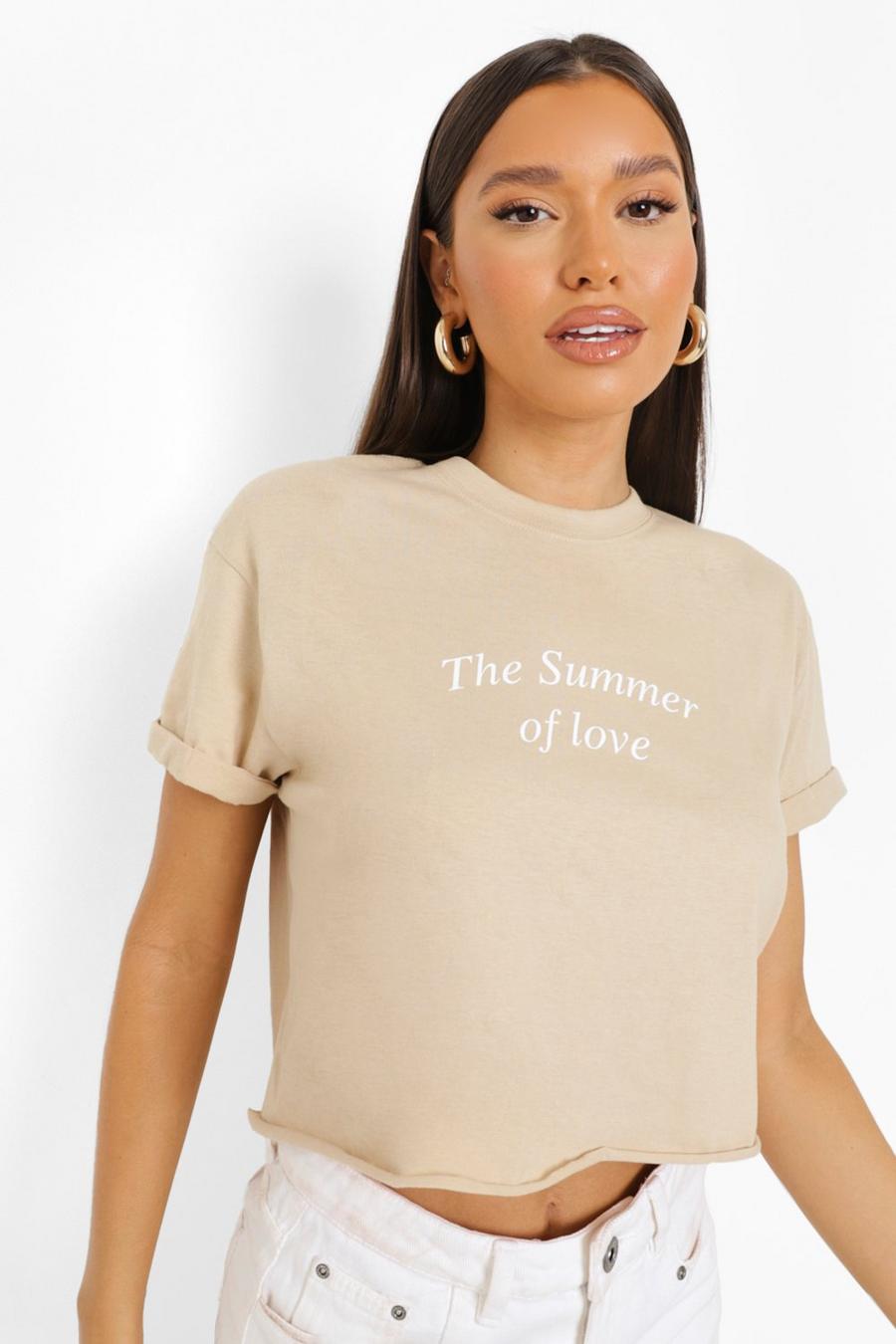 Natural beige Summer Of Love Crop Tshirt image number 1
