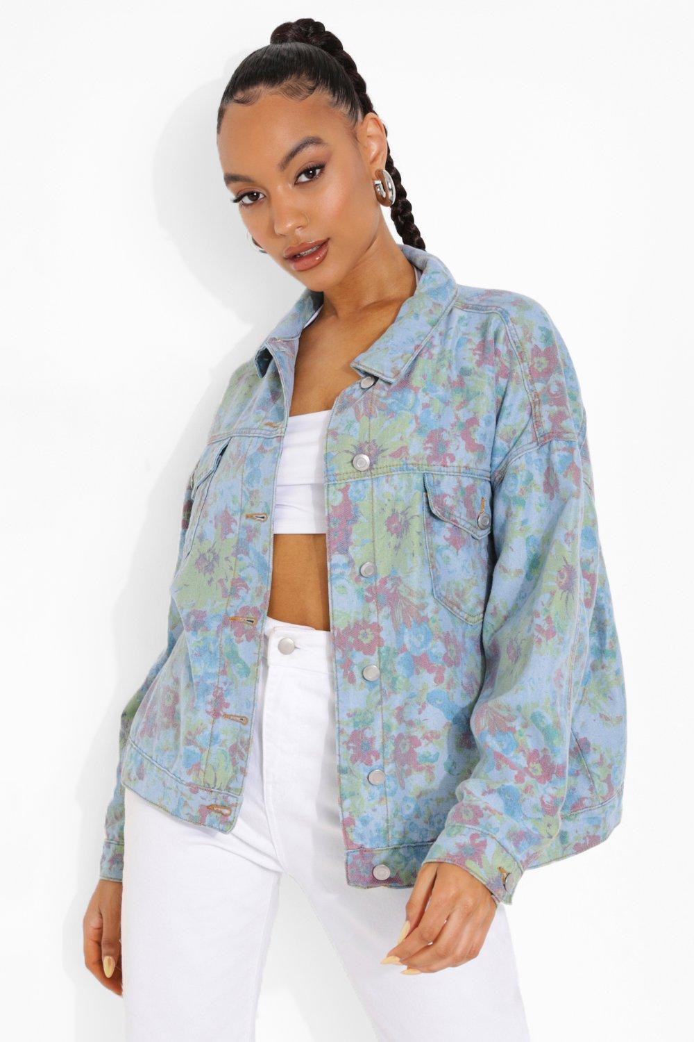 Chaqueta vaquera oversize vintage de flores | boohoo