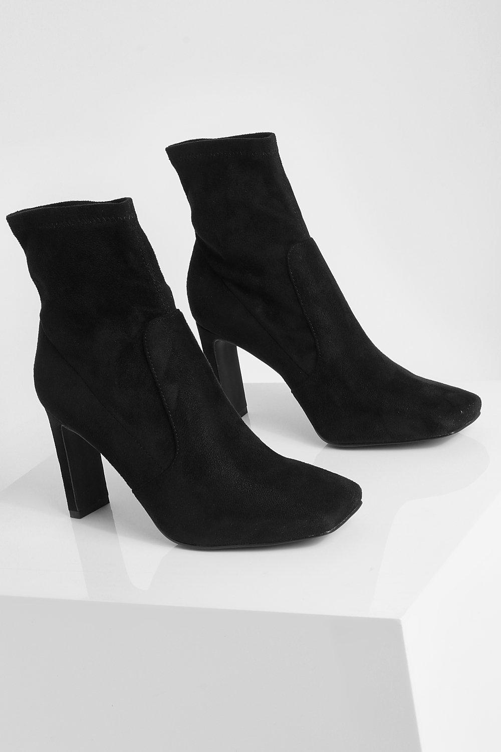 Dames Schoenen voor voor Laarzen voor Laarzen met hak en hoge hak New Look Suedette Muiltjes Met Vierkante Neus En Hak in het Zwart 