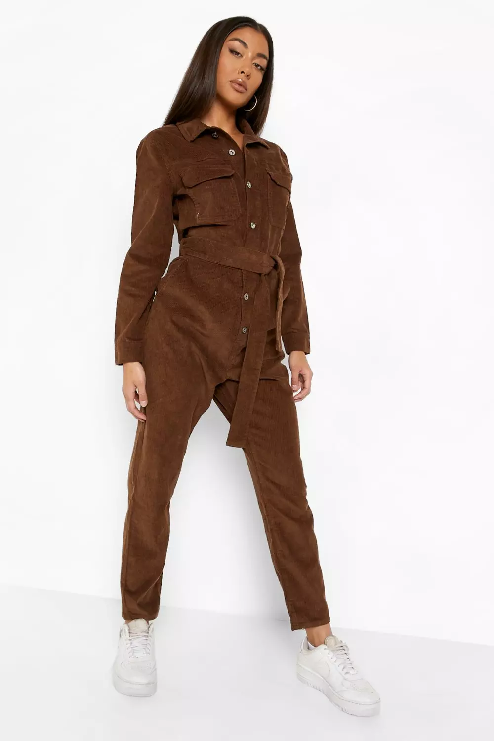 Chocolate Cord Boilersuit alternative image