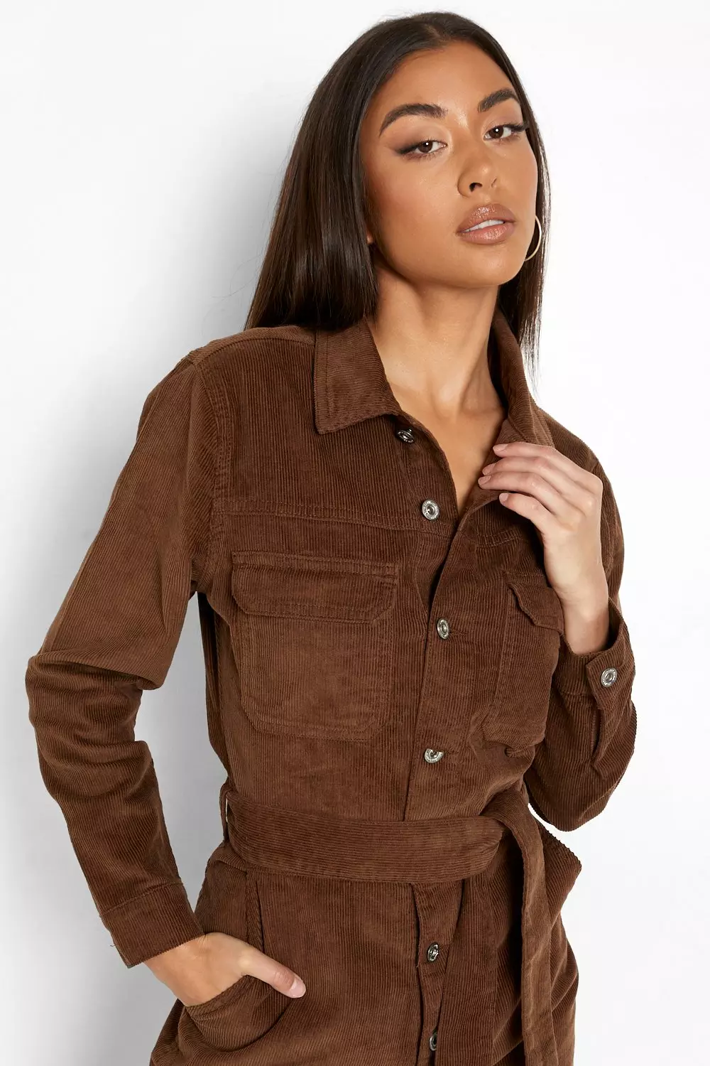 Chocolate Cord Boilersuit alternative image
