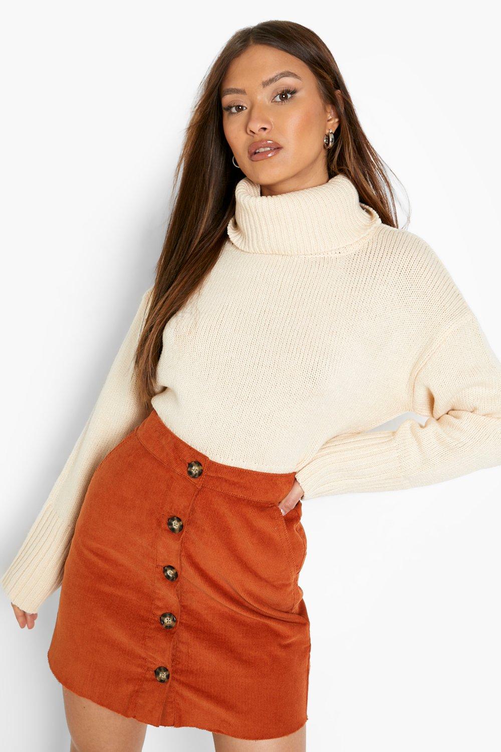 boohoo button skirt