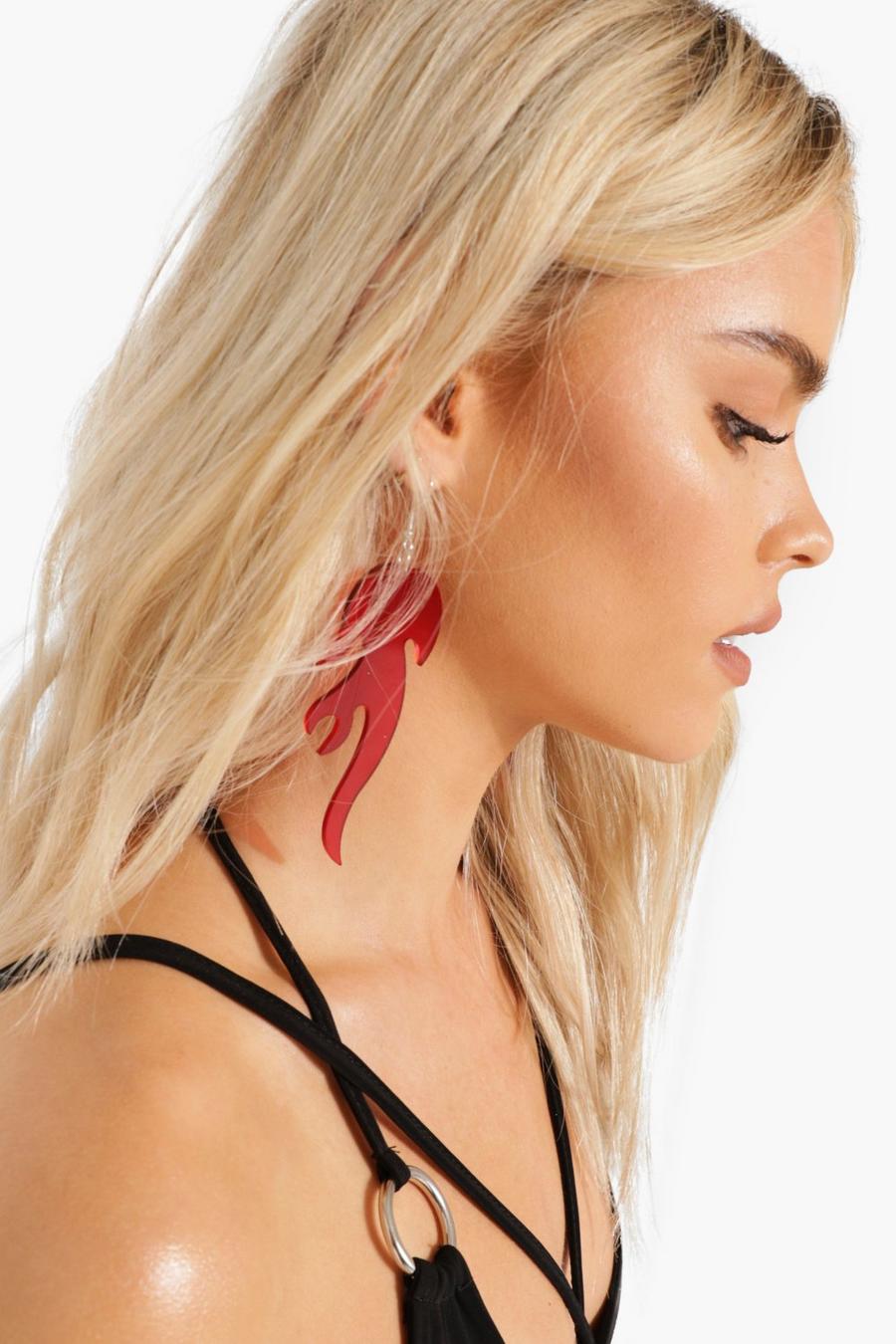 Red Flame Shaped Earrings image number 1