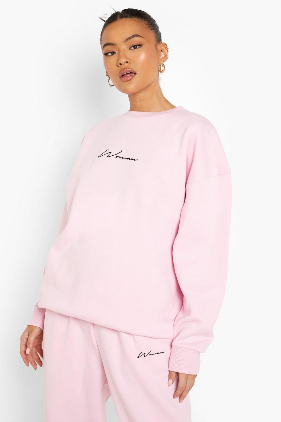Felpa oversize con ricami Woman, Pale pink image number 1