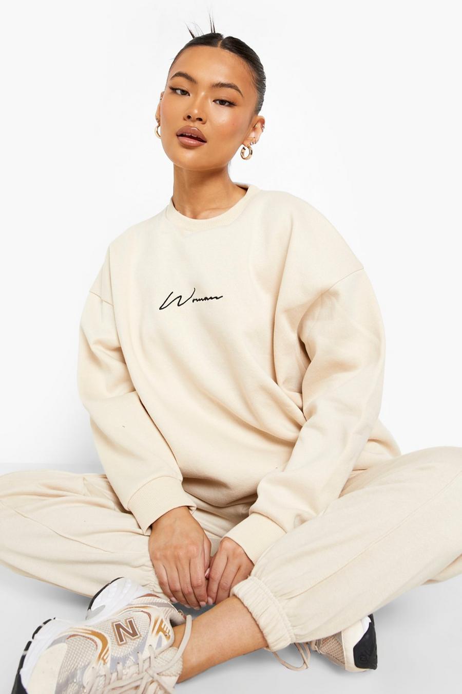 Stone Oversized Embroidered Woman Sweater image number 1