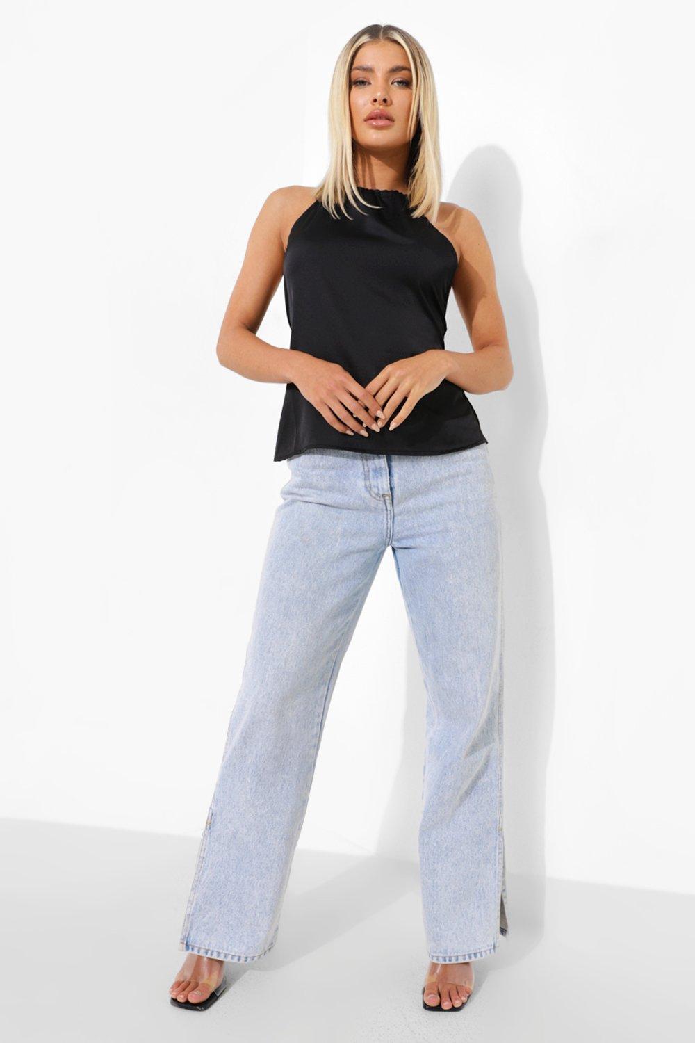 Halterneck Scarf Satin Top | boohoo