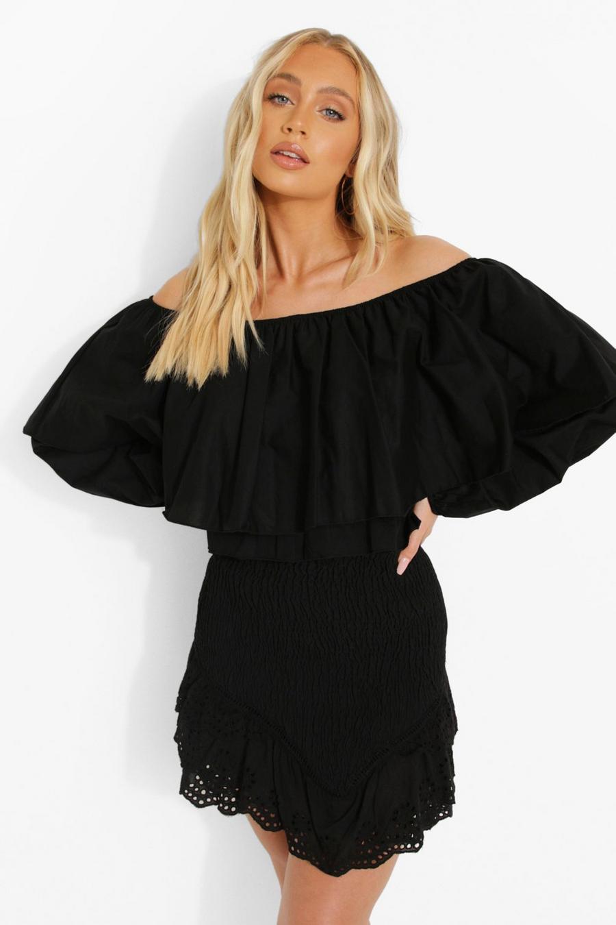 Black Oversized Ruffle Statement Top image number 1