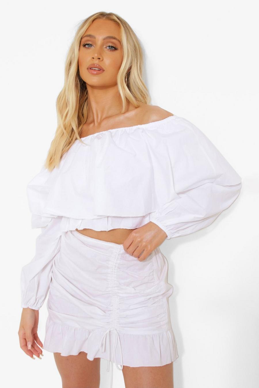 White Oversized Ruffle Statement Top image number 1