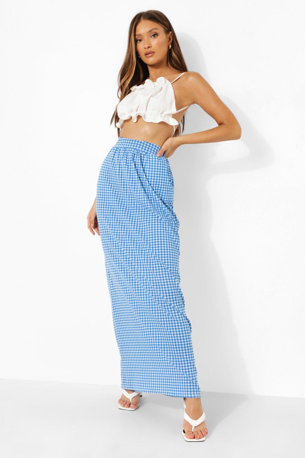 Gingham Pocket Jersey Maxi Skirt boohoo CA