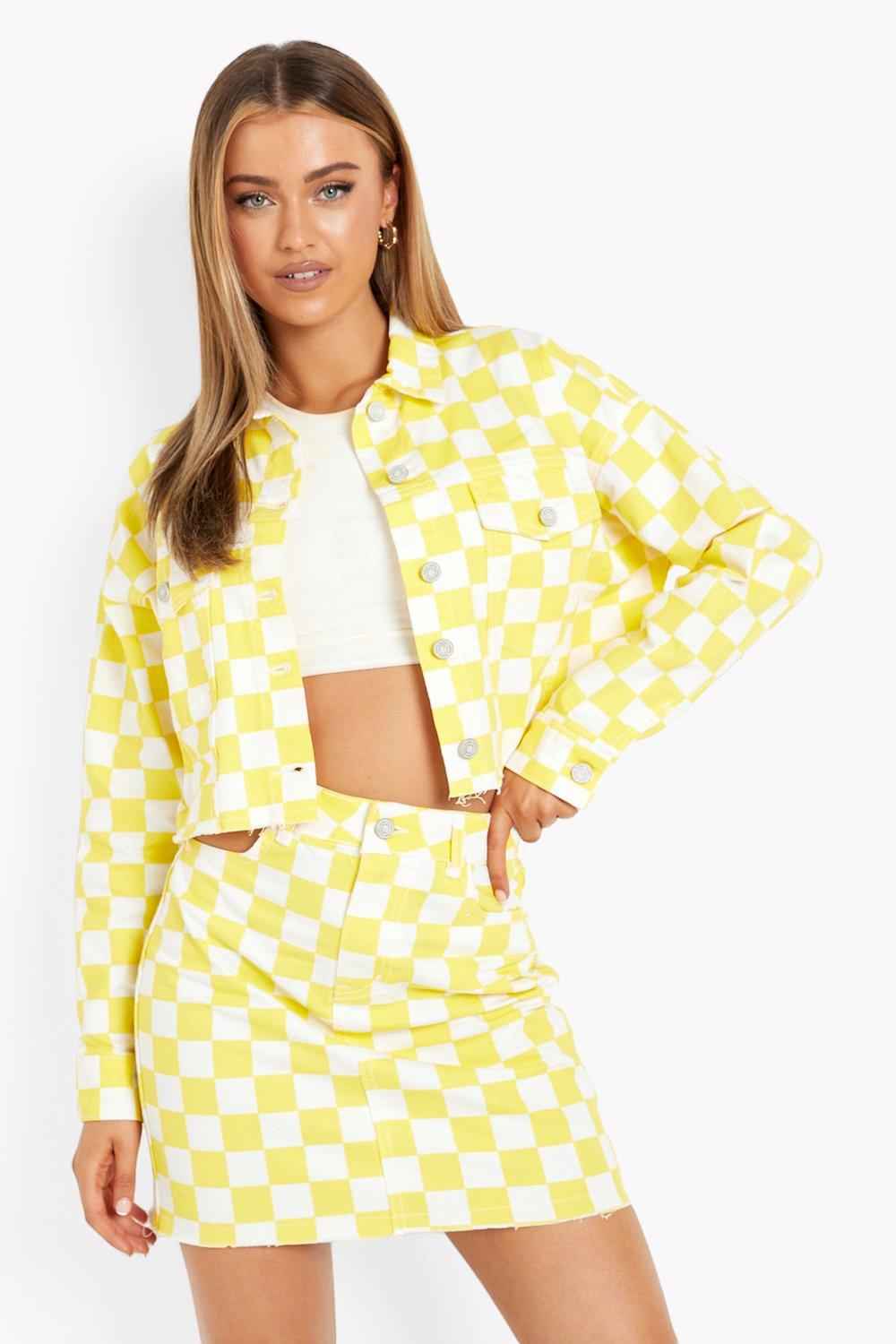 Boohoo yellow outlet denim skirt